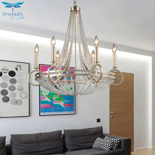 6 Lights Candle - Style Chandelier Traditional Metallic Down Lighting Pendant For Kitchen