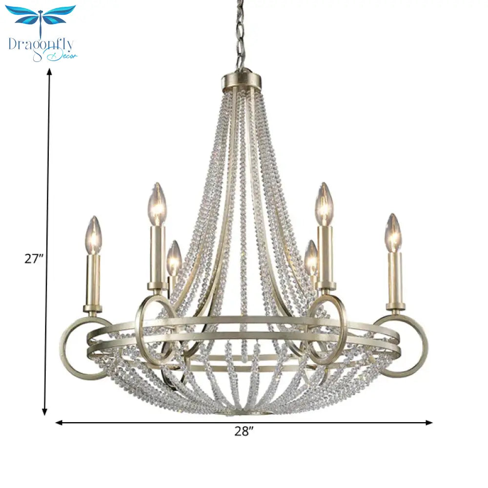 6 Lights Candle - Style Chandelier Traditional Metallic Down Lighting Pendant For Kitchen