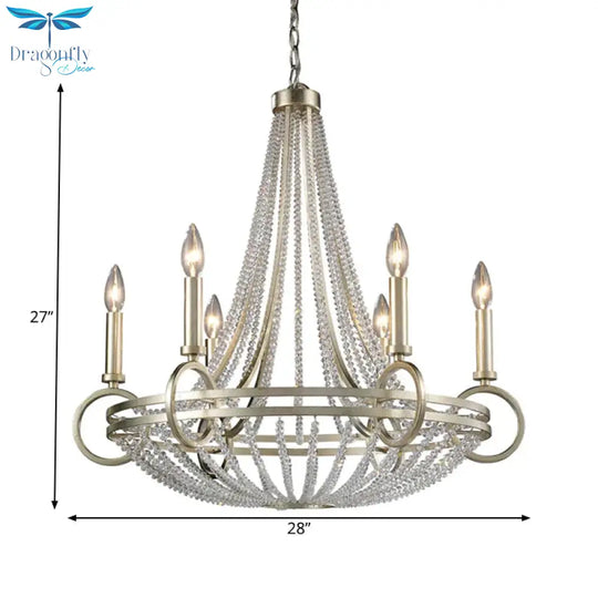 6 Lights Candle - Style Chandelier Traditional Metallic Down Lighting Pendant For Kitchen