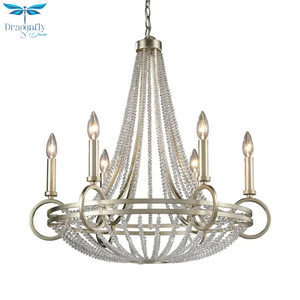 6 Lights Candle - Style Chandelier Traditional Metallic Down Lighting Pendant For Kitchen