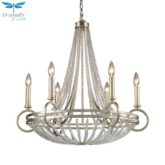 6 Lights Candle - Style Chandelier Traditional Metallic Down Lighting Pendant For Kitchen