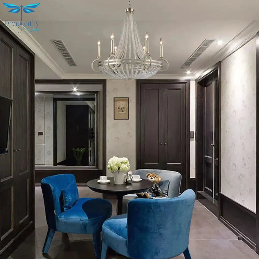 6 Lights Candle - Style Chandelier Traditional Metallic Down Lighting Pendant For Kitchen