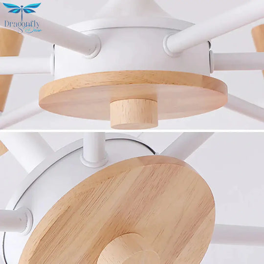 6 Lights Spherical Ceiling Pendant Macaron Metal Chandelier In Yellow For Living Room