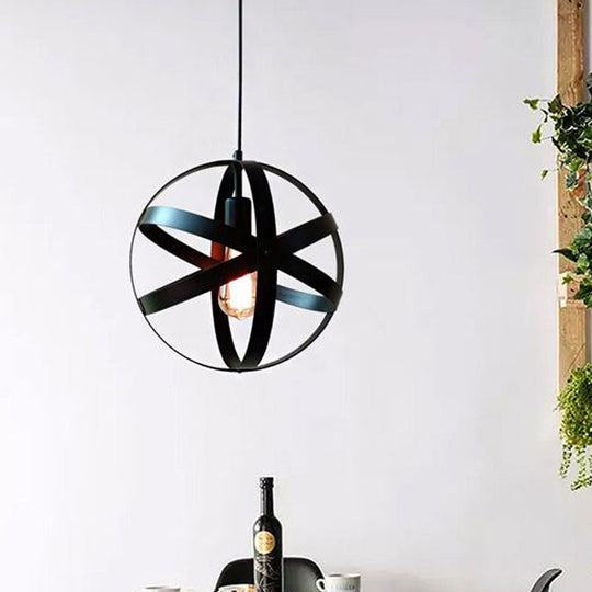 Retro Style Iron Black Orb Ceiling Lighting Dining Living Room Hanging Lamp / 8’ Pendant