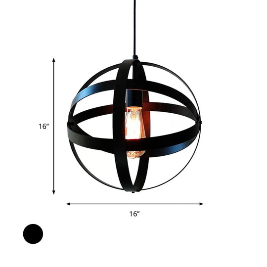 Retro Style Iron Black Orb Ceiling Lighting Dining Living Room Hanging Lamp Pendant