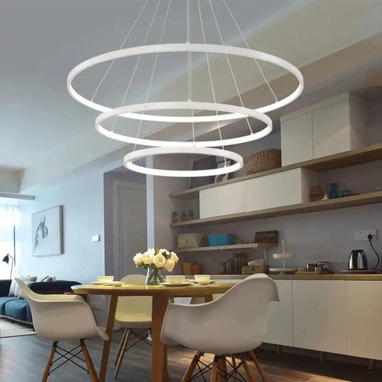 60Cm 80Cm 100Cm Modern Pendant Lights For Living Room Dining Circle Rings Acrylic Aluminum Body Led