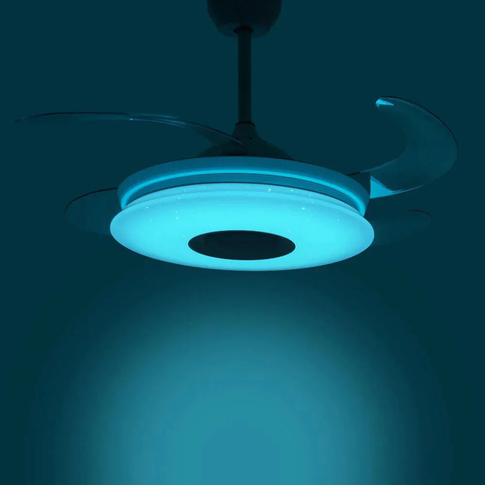 Modern Led Pendant Fan Light Remote Control Bedroom Living Room Dining Bluetooth Speaker App