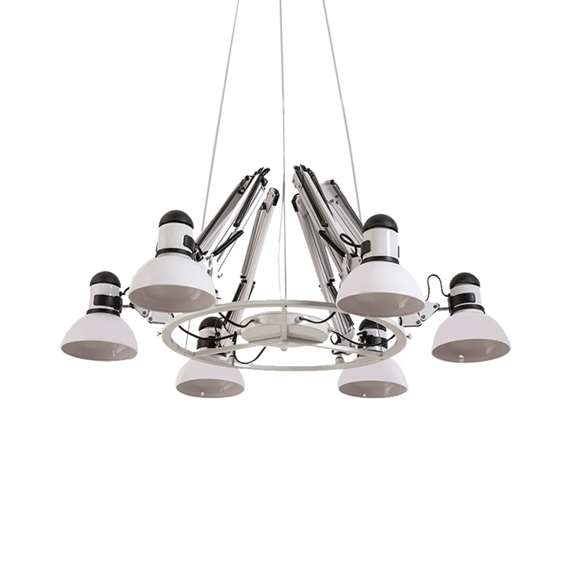 Maria - Vintage White Swing Arm 6 - Heads Chandelier Ceiling Lamp