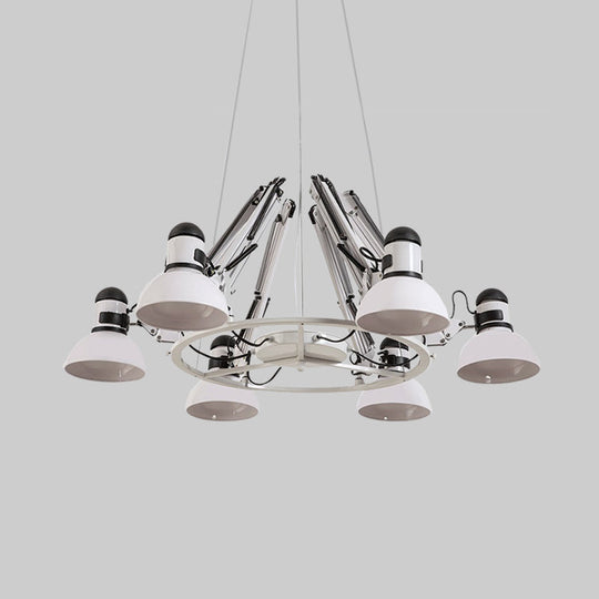 Maria - Vintage White Swing Arm 6 - Heads Chandelier Ceiling Lamp