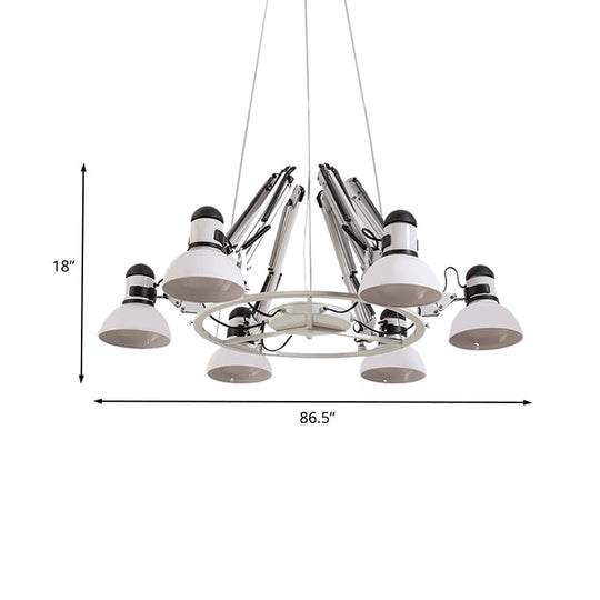 Maria - Vintage White Swing Arm 6 - Heads Chandelier Ceiling Lamp