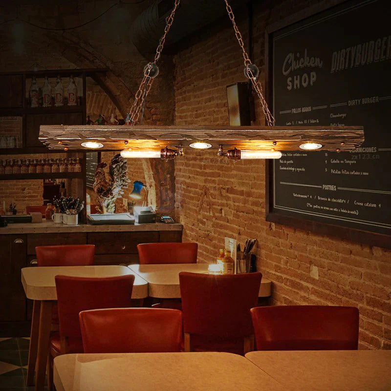 Vintage Creative Candlestick Chandelier Loft Industrial Style Restaurant Cafe Bar Wooden Strip