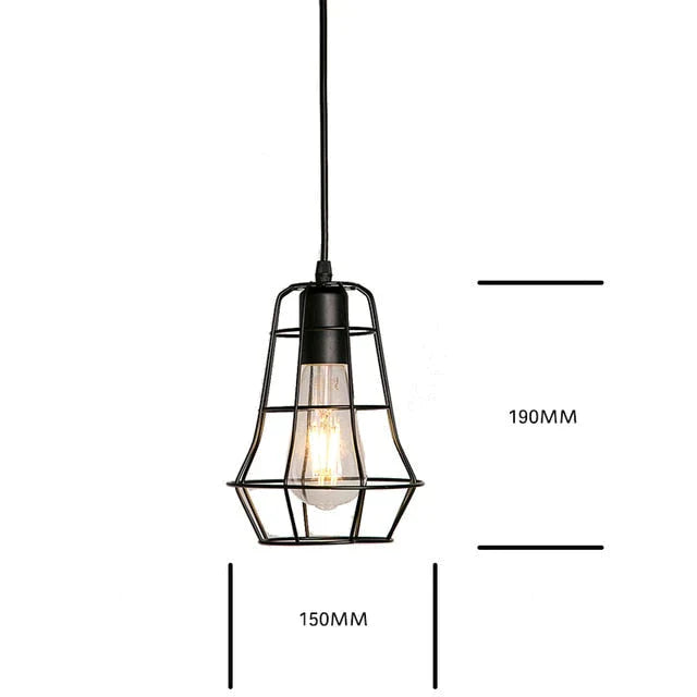 7 Type Modern Black Cage Pendant Lights Iron Minimalist Nordic Pyramid Lamp 8004