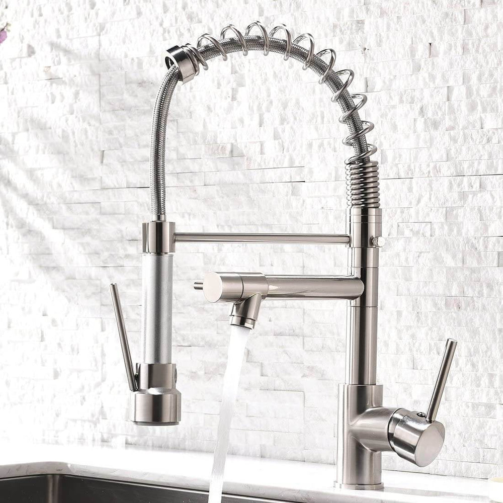 Hydrobliss - Dual Spout Pull Out Spring Faucet Kitchen Faucets