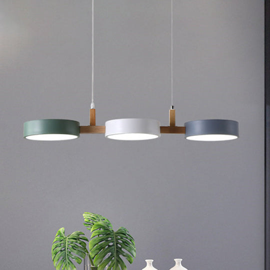 Alkes - Metal Cylinder Multi Light Pendant Nordic Ceiling Lamp White - Grey - Green