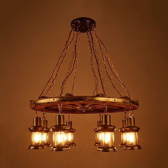 Talitha Borealis - Coastal Clear Glass Kerosene Dining Room Hanging Chandelier: 8 Lights