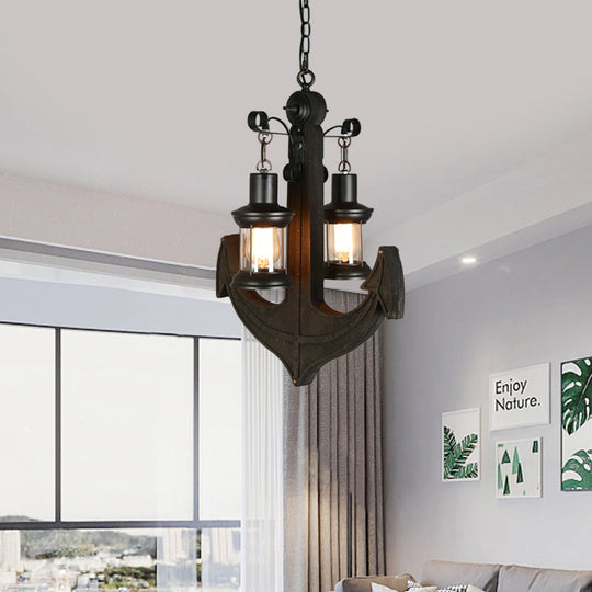 Noemi - Glass Black Chandelier: Industrial Hanging Ceiling Light