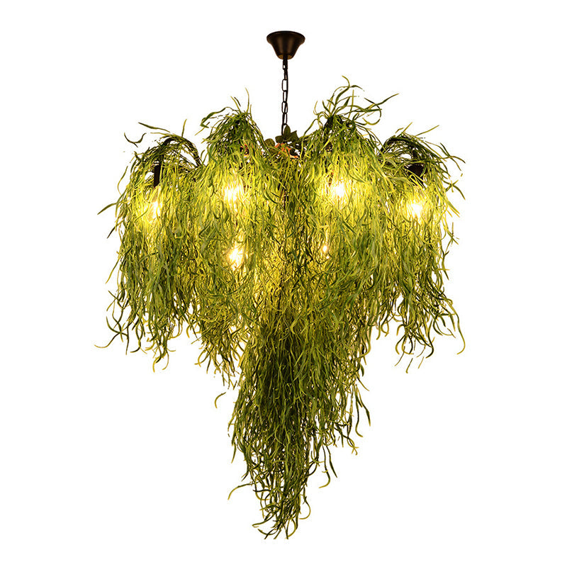 Nadã¨ge - Green 8/14 Lights Iron Chandelier Lighting Industrial 1/2 - Tier Restaurant Plant