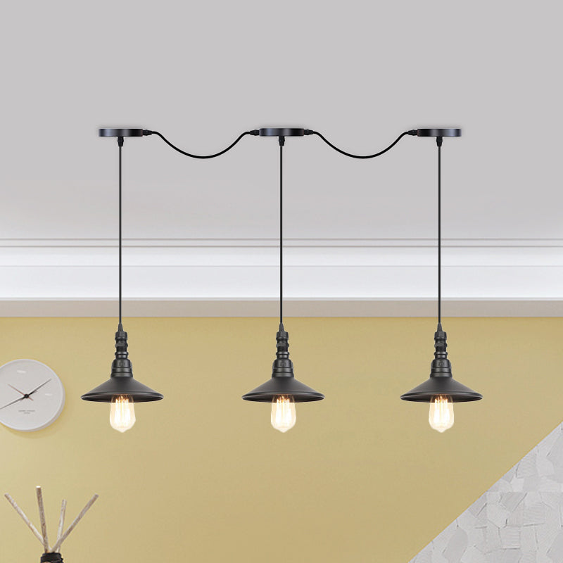 Industrial Iron Multi Head Pendant Light In Black Finishing 3 / Lighting