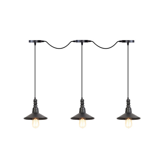 Industrial Iron Multi Head Pendant Light In Black Finishing Lighting