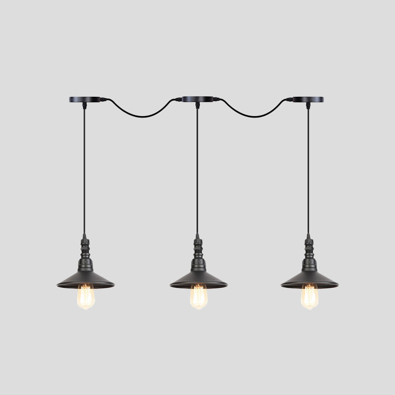 Industrial Iron Multi Head Pendant Light In Black Finishing Lighting