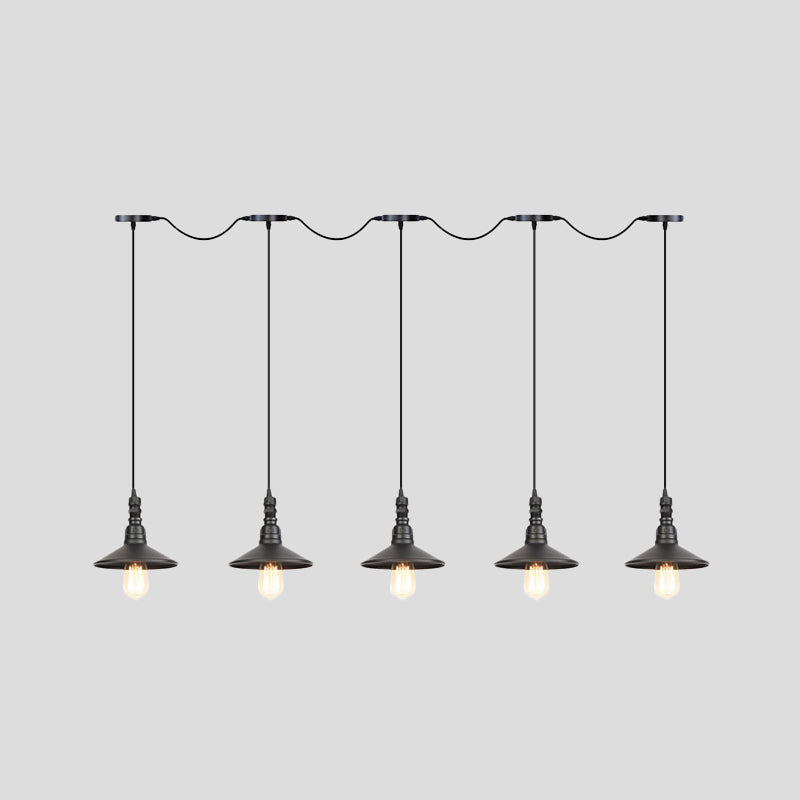 Industrial Iron Multi Head Pendant Light In Black Finishing Lighting