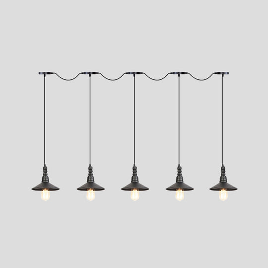 Industrial Iron Multi Head Pendant Light In Black Finishing Lighting