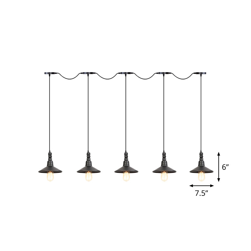 Industrial Iron Multi Head Pendant Light In Black Finishing Lighting