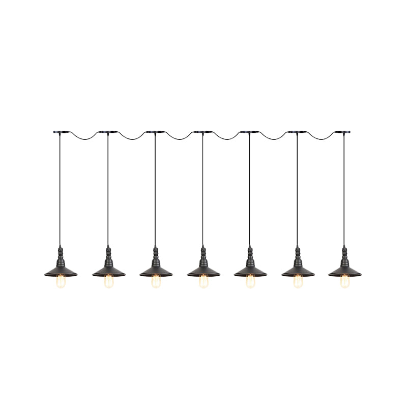 Industrial Iron Multi Head Pendant Light In Black Finishing Lighting