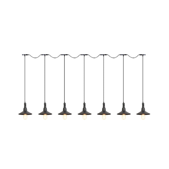 Industrial Iron Multi Head Pendant Light In Black Finishing Lighting