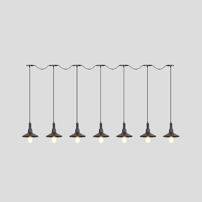 Industrial Iron Multi Head Pendant Light In Black Finishing Lighting