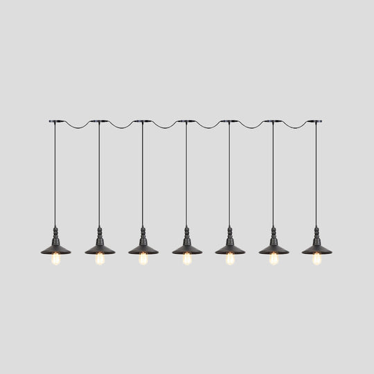 Industrial Iron Multi Head Pendant Light In Black Finishing Lighting