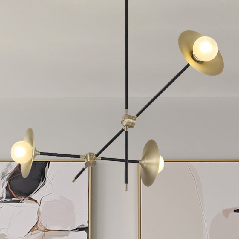Contemporary Brass 3/6/12 - Light Flared Shade Hanging Metal Suspension Chandelier Lamp 3 / Pendant