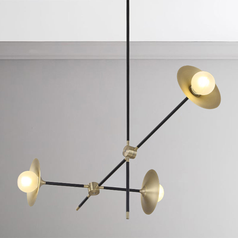 Contemporary Brass 3/6/12 - Light Flared Shade Hanging Metal Suspension Chandelier Lamp Pendant