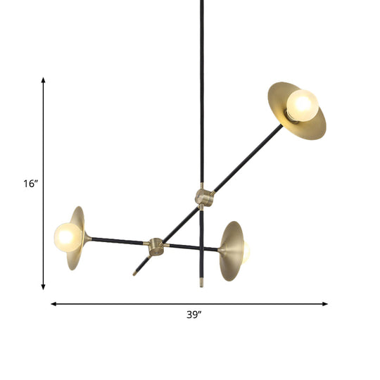 Contemporary Brass 3/6/12 - Light Flared Shade Hanging Metal Suspension Chandelier Lamp Pendant