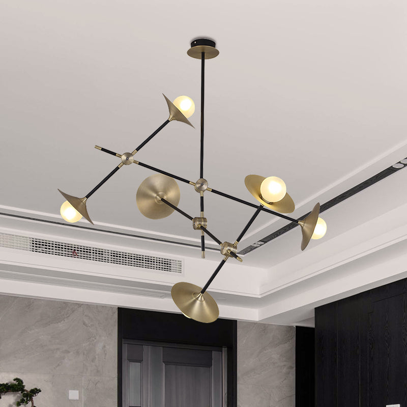 Contemporary Brass 3/6/12 - Light Flared Shade Hanging Metal Suspension Chandelier Lamp Pendant