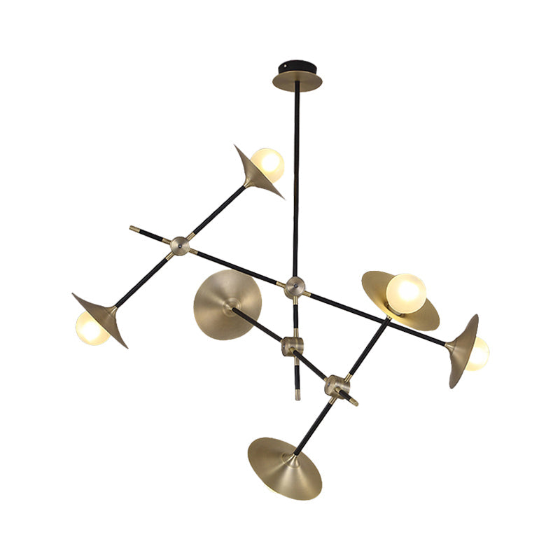 Contemporary Brass 3/6/12 - Light Flared Shade Hanging Metal Suspension Chandelier Lamp Pendant