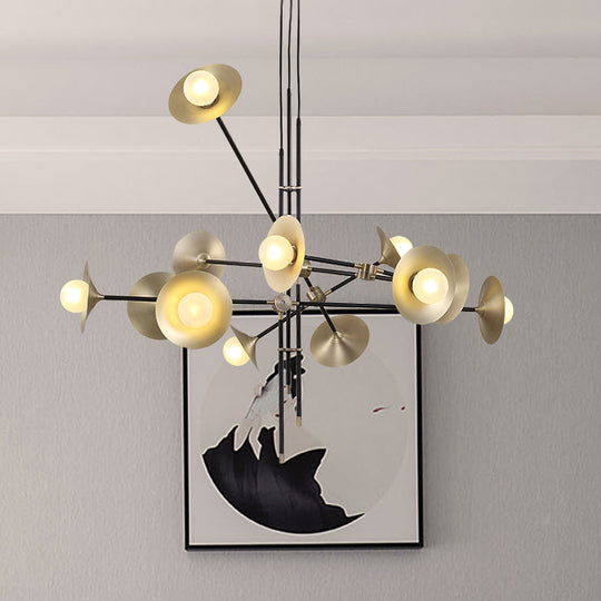 Contemporary Brass 3/6/12 - Light Flared Shade Hanging Metal Suspension Chandelier Lamp Pendant