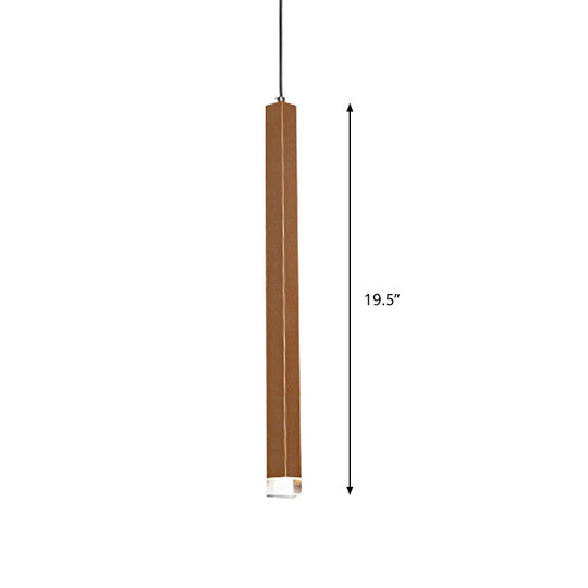 Veronica - Gold Slim Cuboid Metal Suspension Light Simple Style Hanging Pendant