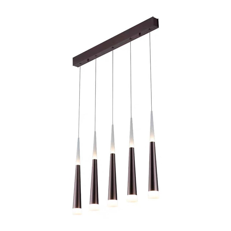 Noã©Mie - Hanging 1/5/6 Lights Bar Pendant Light Tapered Simple Metal Silver/Brown Lamp In