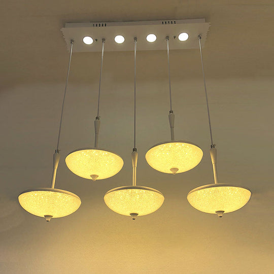 Claire - Umbrella Shade Multi Pendant Light Modern Style Crystal 5 Lights White Hanging For Chen