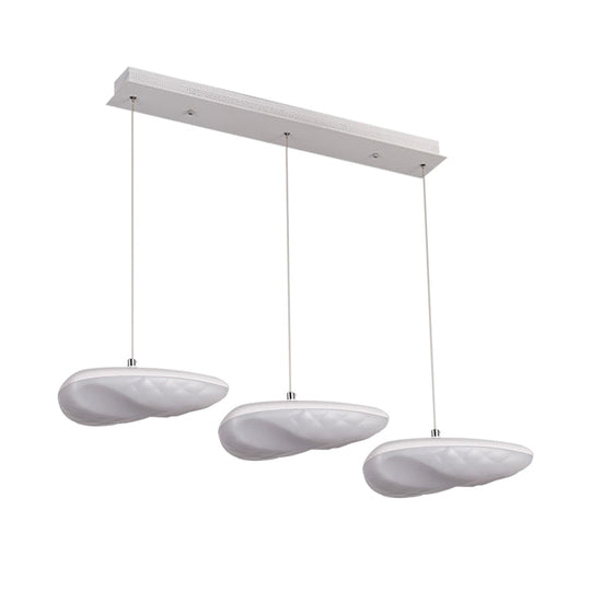 Ava - White Geometric Down Lighting Simplicity 3/7 Heads Led Metal Hanging Light With Round/Linear