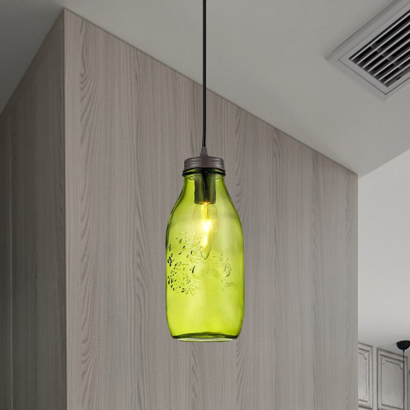 Sarah - Modern 1 - Light Pendant Lighting Caged Mason Jar Blown Glass Hanging Ceiling Light In