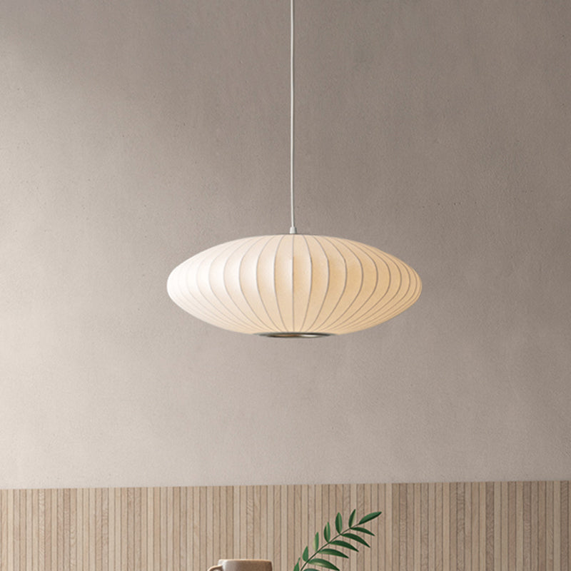 Ankaa - Modernist Fabric Hanging Ceiling Light: 16/19.5/23.5W Saucer White