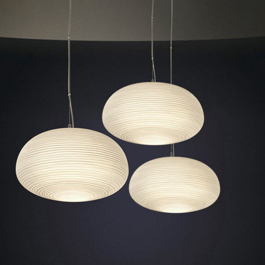 Katherine - Ribbed Cocoon Pendant Ceiling Light Post Modern Glass 1 White Hanging