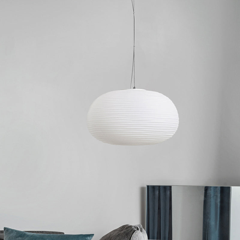 Katherine - Ribbed Cocoon Pendant Ceiling Light Post Modern Glass 1 White Hanging