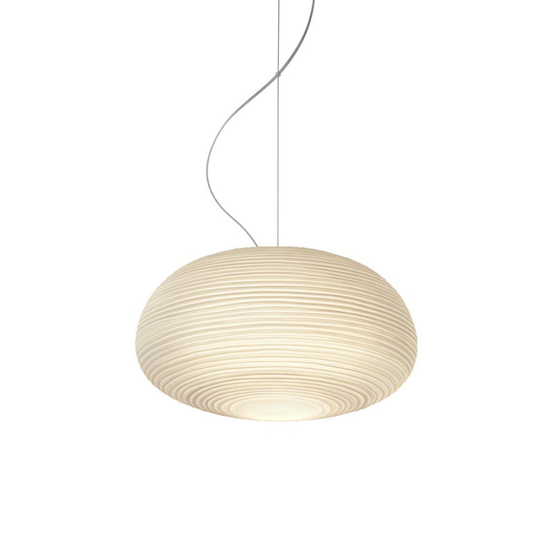 Katherine - Ribbed Cocoon Pendant Ceiling Light Post Modern Glass 1 White Hanging