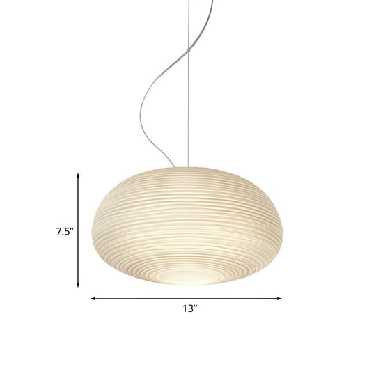 Katherine - Ribbed Cocoon Pendant Ceiling Light Post Modern Glass 1 White Hanging