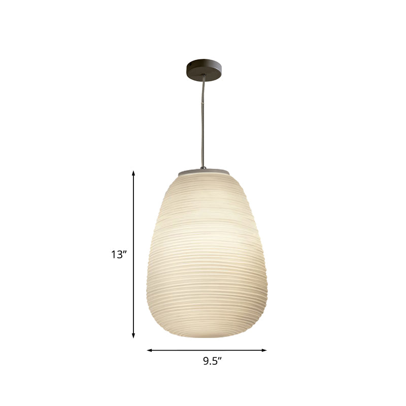 Katherine - Ribbed Cocoon Pendant Ceiling Light Post Modern Glass 1 White Hanging