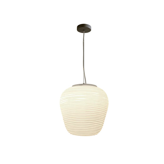 Katherine - Ribbed Cocoon Pendant Ceiling Light Post Modern Glass 1 White Hanging