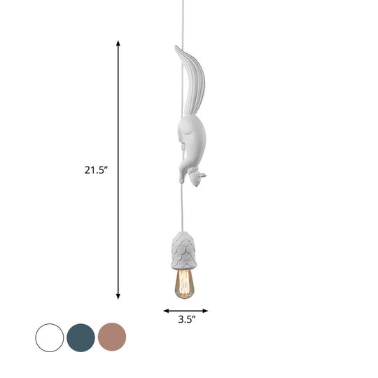 Bunda - Pinecone Warehouse Shape Hanging Lamp 1 Light Resin Ceiling Pendant In White/Pink/Blue With